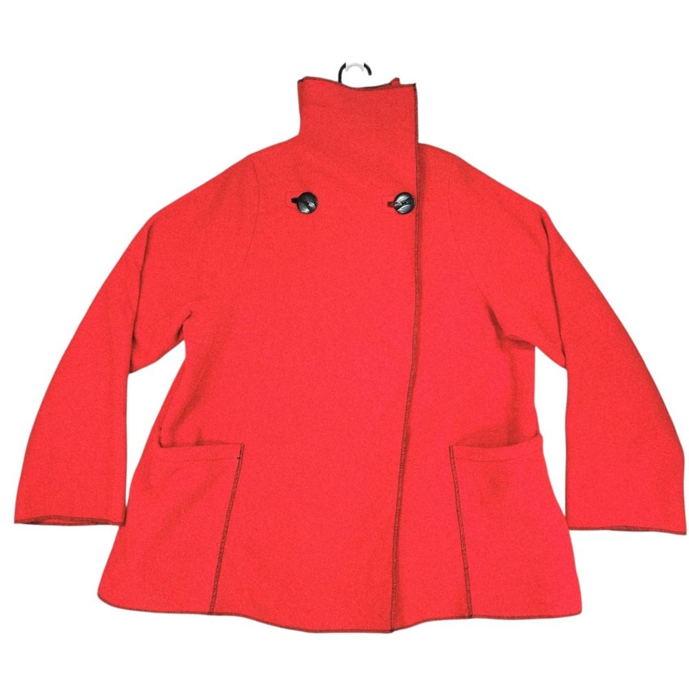 Maralyce Ferree Fleece Jacket XS‎ Women Poncho Coat Buttons Pockets USA 80s Vtg